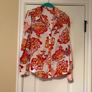 Floral Women's Top - Red and Yellow